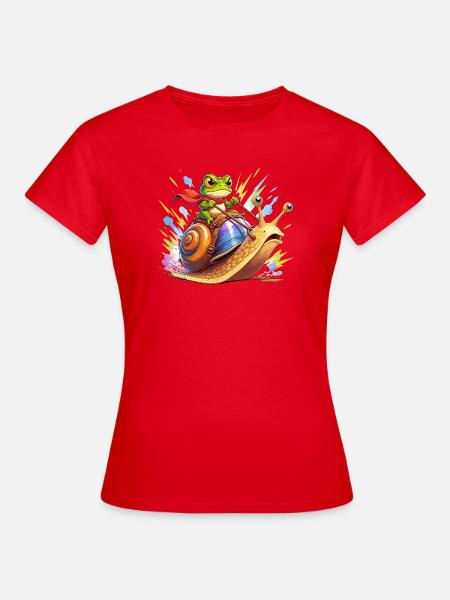 Froschritter auf Schnecke - Frauen T-Shirt - Rot
