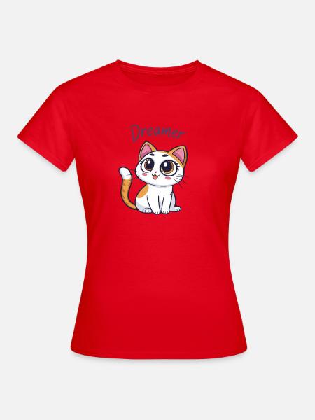 Träumer-Kätzchen Kawaii - Frauen T-Shirt - Rot