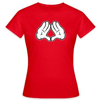 Mains : Pyramide de losange Triangle Losange Style Comic - T-shirt Femme - rouge - Devant - AI Model Female 172 dark (172cm)