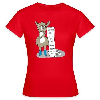 Llama with a to-do list - Women's T-Shirt - red - Front - AI Model Female 172 dark (172cm)