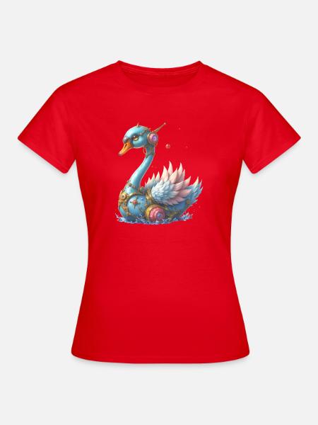 Blauer Mechanischer Schwan - Frauen T-Shirt - Rot