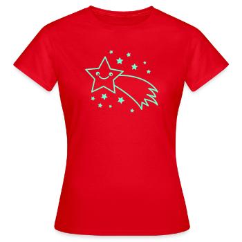 Comète Stellaire Souriante - T-shirt Femme - rouge - Devant - AI Model Female 172 dark (172cm)