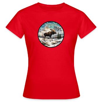 Lappland Elch mit Polarlichtern über Lapporten - Frauen T-Shirt - Rot - Vorne - AI Model Female 172 dark (172cm)