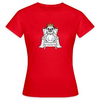 Royal Pug on Throne - Women's T-Shirt - red - Front - AI Model Female 172 dark (172cm)