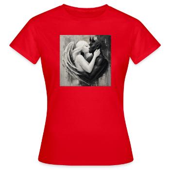 Licht trifft Dunkelheit Liebe - Frauen T-Shirt - Rot - Vorne - AI Model Female 172 dark (172cm)