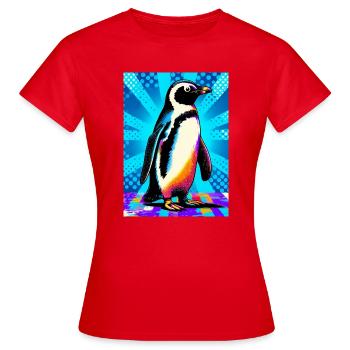 Pinguin - Frauen T-Shirt - Rot - Vorne - AI Model Female 172 dark (172cm)