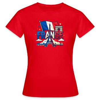 France Eiffelturm T-Shirt – Monuments Paris - Frauen T-Shirt - Rot - Vorne - AI Model Female 172 dark (172cm)