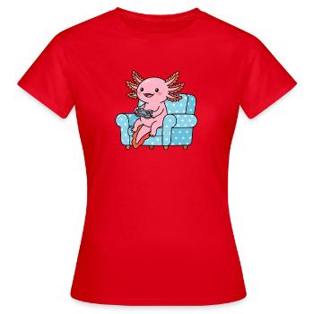 Couch Gaming Axolotl - Frauen T-Shirt - Rot - Vorne - AI Model Female 172 dark (172cm)