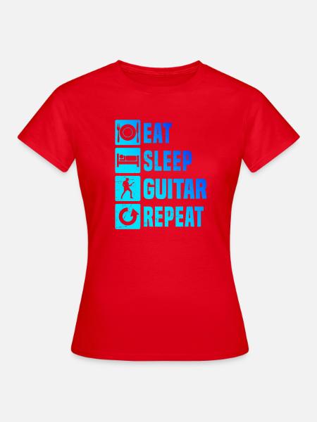 Geschenkidee für einen Guitar-Player mit E-Gitarre - Frauen T-Shirt - Rot