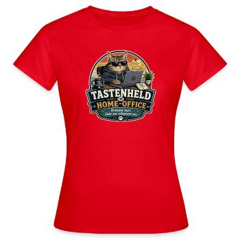 Tastenheld im Home-Office – Lustiges Büro Motiv - Frauen T-Shirt - Rot - Vorne - AI Model Female 172 dark (172cm)