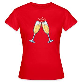 Sektgläser Anstoßen Feier - Frauen T-Shirt - Rot - Vorne - AI Model Female 172 dark (172cm)