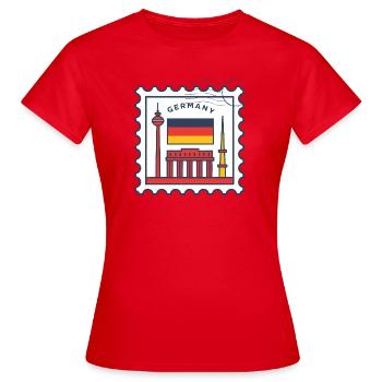 Berlin Landmark Germany Stamp - Women's T-Shirt - red - Front - AI Model Female 172 dark (172cm)