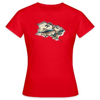 Japanische Kunst - Frauen T-Shirt - Rot - Vorne - AI Model Female 172 dark (172cm)