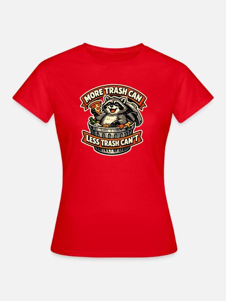 Trashpanda mit Pizza im Müll - Frauen T-Shirt - Rot