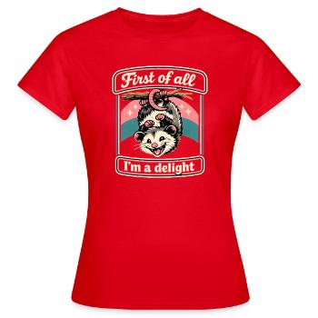Zuerst bin ich ein Genuss - Frauen T-Shirt - Rot - Vorne - AI Model Female 172 dark (172cm)