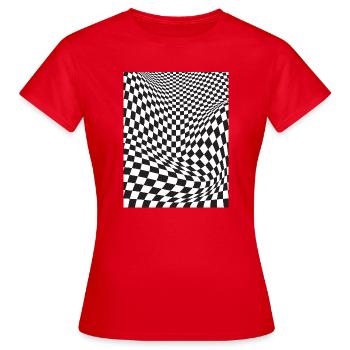Verzerrte Schachbrett-Illusion - Frauen T-Shirt - Rot - Vorne - AI Model Female 172 dark (172cm)