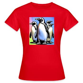 Pingouins Pingouins - T-shirt Femme - rouge - Devant - AI Model Female 172 dark (172cm)