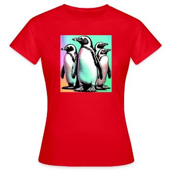 Pingouins Pingouins - T-shirt Femme - rouge - Devant - AI Model Female 172 dark (172cm)