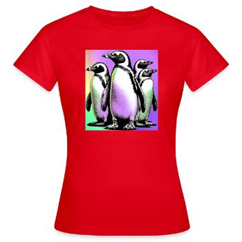 Pingouins Pingouins - T-shirt Femme - rouge - Devant - AI Model Female 172 dark (172cm)