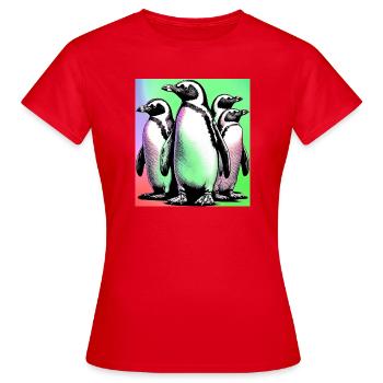 Pingouins Pingouins - T-shirt Femme - rouge - Devant - AI Model Female 172 dark (172cm)