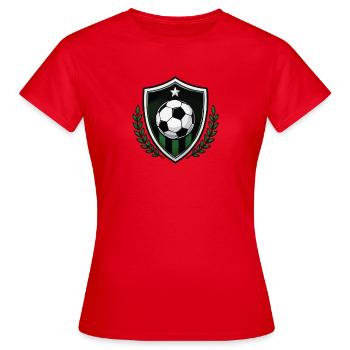 Vereinslogo Schild mit Fußballball und Lorbeer - Frauen T-Shirt - Rot - Vorne - AI Model Female 172 dark (172cm)