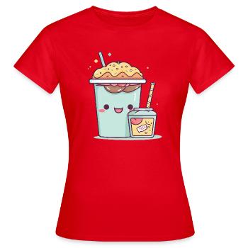 Kawaii Getränk mit Streuseln - Frauen T-Shirt - Rot - Vorne - AI Model Female 172 dark (172cm)