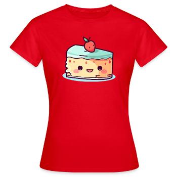 Kawaii Cake Slice with Cherry - Women's T-Shirt - red - Front - AI Model Female 172 dark (172cm)
