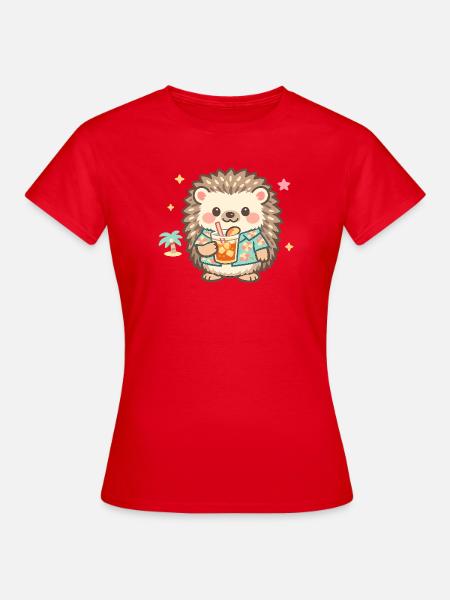 Hawaiian-Igel mit Getränk - Frauen T-Shirt - Rot