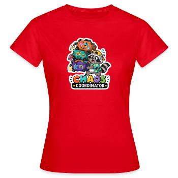 Chaos Coordinator Summer Vacation Raccoon Sticker - Women's T-Shirt - red - Front - AI Model Female 172 dark (172cm)