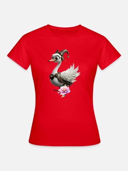 Florale Steampunk-Ente - Frauen T-Shirt - Rot