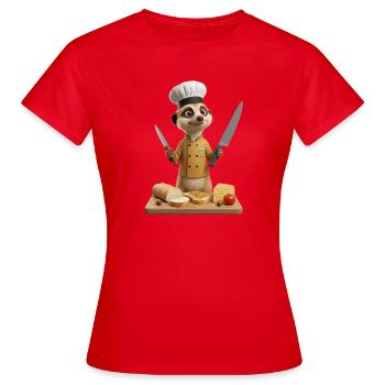 Ein lustiges Herdmännchen Koch Erdmännchen - Frauen T-Shirt - Rot - Vorne - AI Model Female 172 dark (172cm)