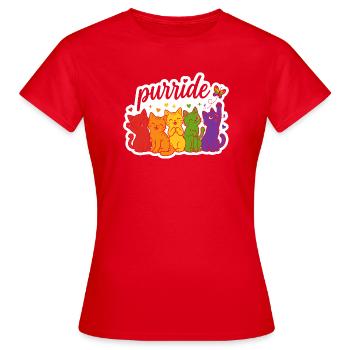 Purride Regenbogen Katzen Parade - Frauen T-Shirt - Rot - Vorne - AI Model Female 172 dark (172cm)