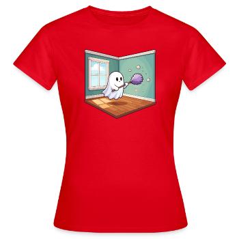 Putzgeist im Wohnzimmer - Frauen T-Shirt - Rot - Vorne - AI Model Female 172 dark (172cm)