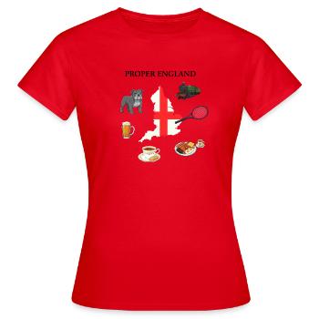EIGENTLICHES ENGLAND - Frauen T-Shirt - Rot - Vorne - AI Model Female 172 dark (172cm)