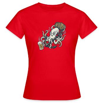 Bier Tintenfisch - Frauen T-Shirt - Rot - Vorne - AI Model Female 172 dark (172cm)