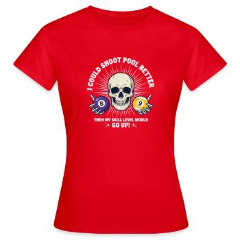 Billiard-Schädel-Billard-Billard-Tisch - Frauen T-Shirt - Rot - Vorne - AI Model Female 172 dark (172cm)