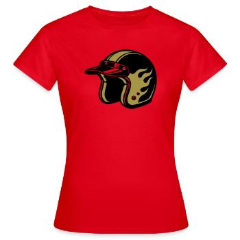 Motorradhelm Flammen Biker Motorrad Club - Frauen T-Shirt - Rot - Vorne - AI Model Female 172 dark (172cm)