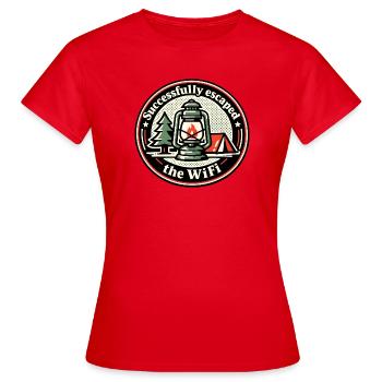 Lagerfeuer statt WLAN - Frauen T-Shirt - Rot - Vorne - AI Model Female 172 dark (172cm)