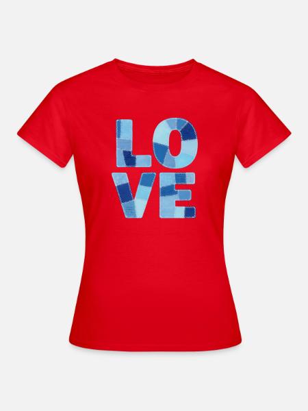 Patchwork Liebe Blau - Frauen T-Shirt - Rot