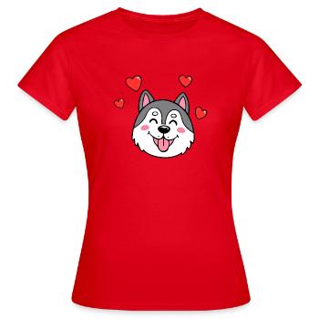 Alaskan Husky/Malamute (Comic-Porträt) - Frauen T-Shirt - Rot - Vorne - AI Model Female 172 dark (172cm)