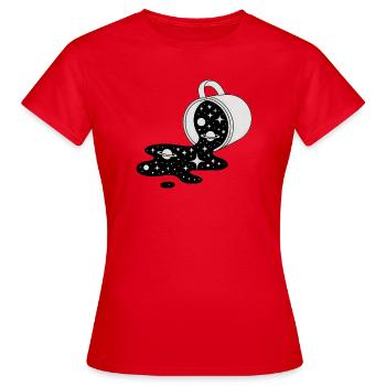 Cosmic Spill Galaxy Pour - Frauen T-Shirt - Rot - Vorne - AI Model Female 172 dark (172cm)