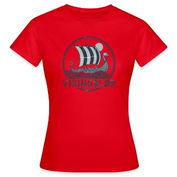Wikingerblut-Wikingerschiff Notleidender Pullover - Frauen T-Shirt - Rot - Vorne - AI Model Female 172 dark (172cm)