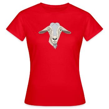 Schläfriges Ziegen-Cartoon-Gesicht - Frauen T-Shirt - Rot - Vorne - AI Model Female 172 dark (172cm)
