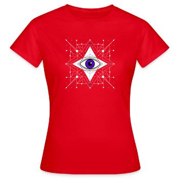 Auge im geometrischen Sternmuster - Frauen T-Shirt - Rot - Vorne - AI Model Female 172 dark (172cm)