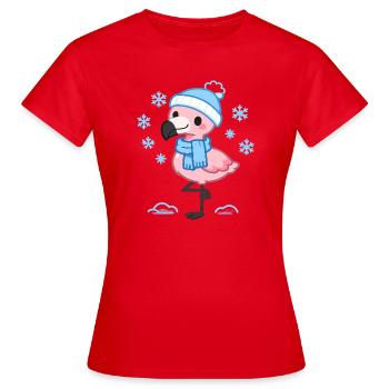 Winter Flamingo with Scarf - Women's T-Shirt - red - Front - AI Model Female 172 dark (172cm)