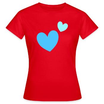 Zweifarbige Herzduo Grafik - Frauen T-Shirt - Rot - Vorne - AI Model Female 172 dark (172cm)