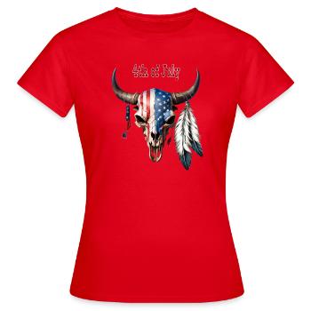 US 250th Anniversary – Freedom Skull Western Style - Frauen T-Shirt - Rot - Vorne - AI Model Female 172 dark (172cm)