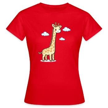 Girafe dans le ciel nuageux - T-shirt Femme - rouge - Devant - AI Model Female 172 dark (172cm)