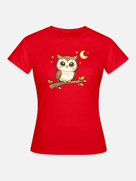 Nächtliche Eulenfreund - Frauen T-Shirt - Rot