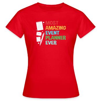 Event Planer - Frauen T-Shirt - Rot - Vorne - AI Model Female 172 dark (172cm)